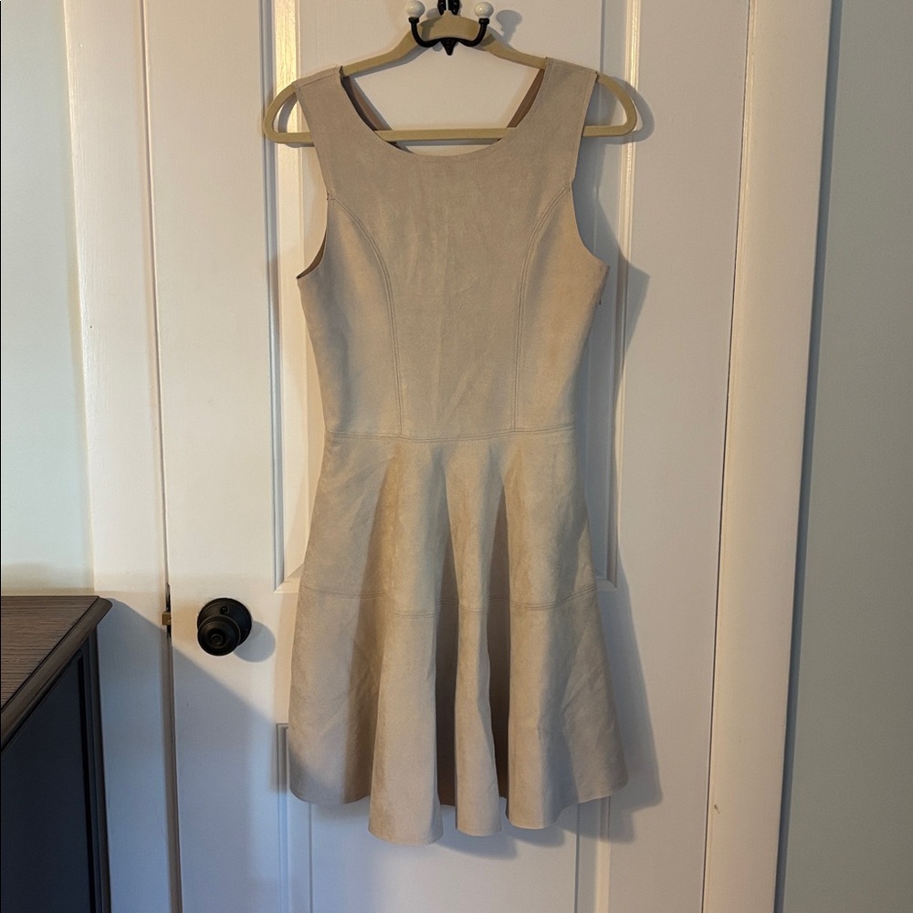 Cream Suede Sleeveless Dress